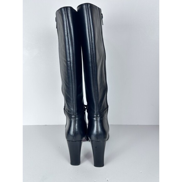 Vintage 90’s Y2K Nine West Black Leather Square Toe Knee High Boots Women’s 8.5 - Picture 6 of 11